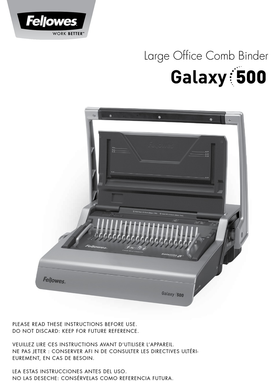 FELLOWES GALAXY 500 MANUAL Pdf Download ManualsLib