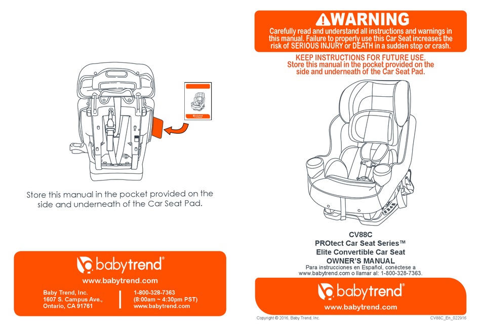 Baby Trend Cv88c Owner S Manual Pdf Manualslib - Baby Trend Secure Snap Gear 32 Infant Car Seat Manual