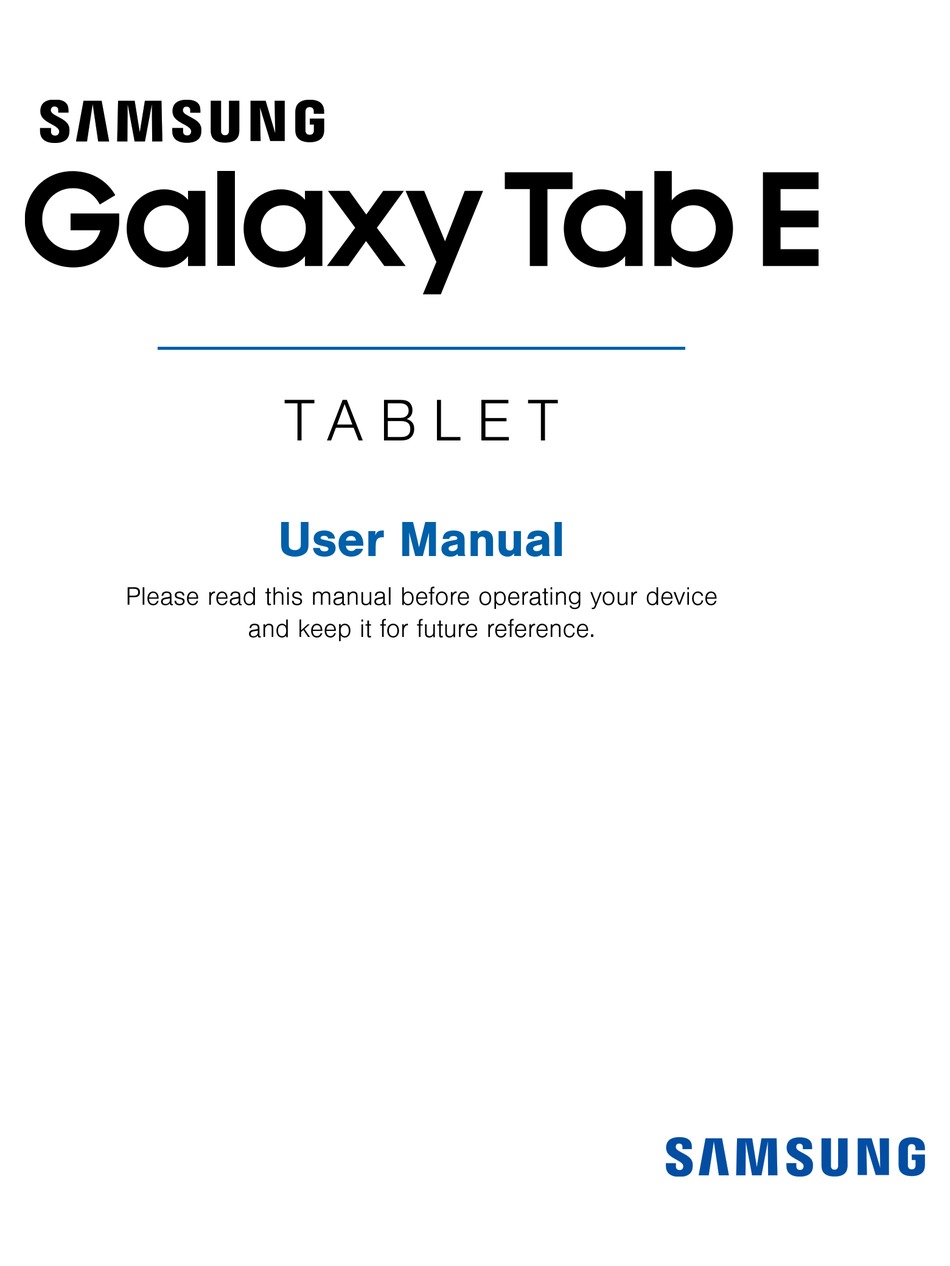 SAMSUNG GALAXY TAB E USER MANUAL Pdf Download | ManualsLib