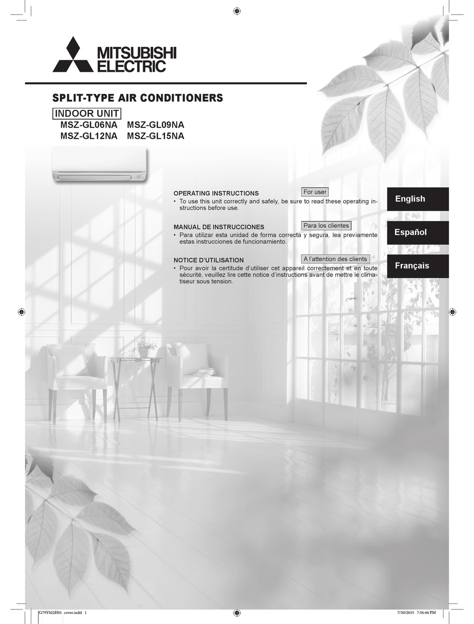 MITSUBISHI ELECTRIC MSZ-GL06NA OPERATING INSTRUCTIONS MANUAL Pdf