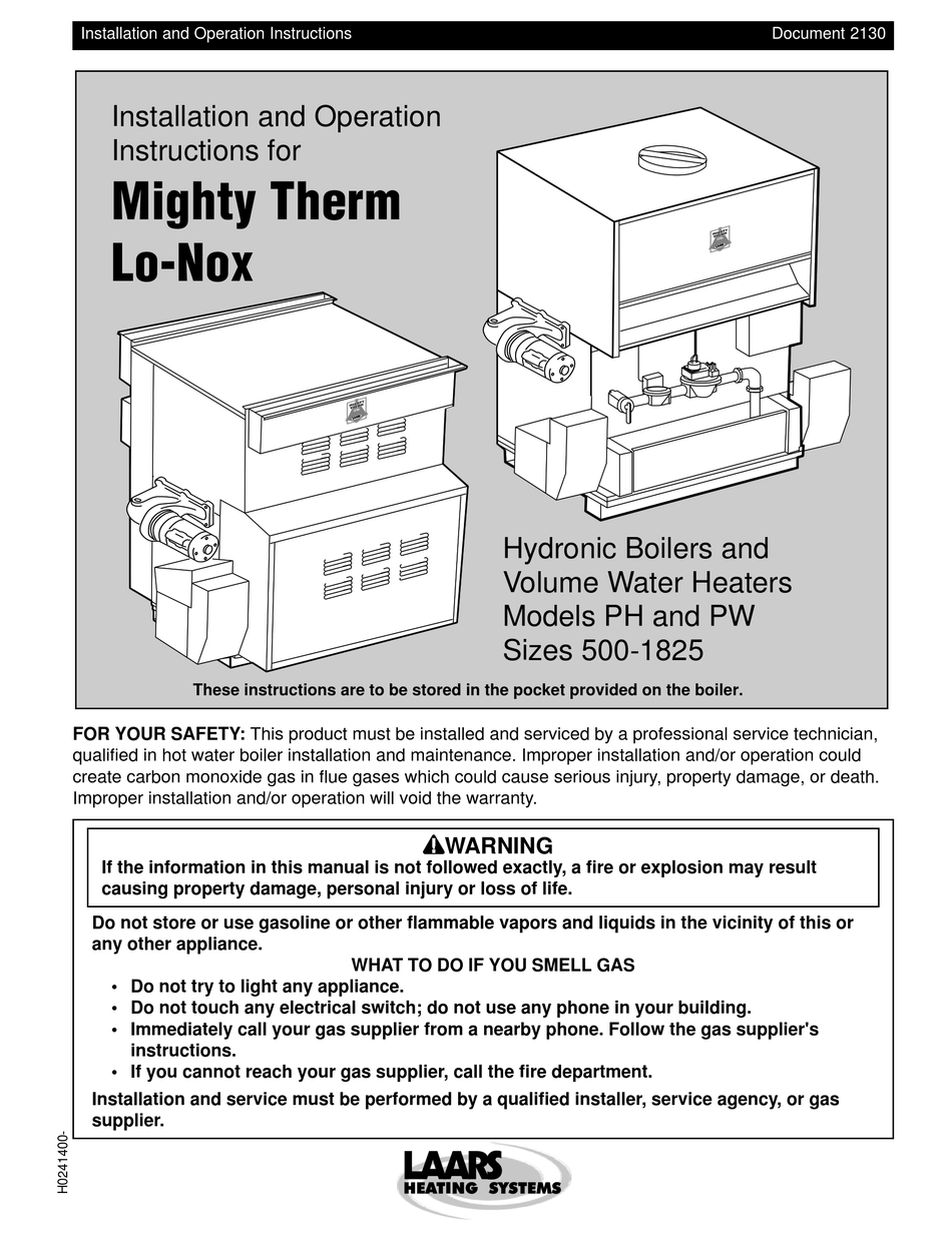 LAARS MIGHTY THERM INSTALLATION AND OPERATION INSTRUCTIONS MANUAL Pdf