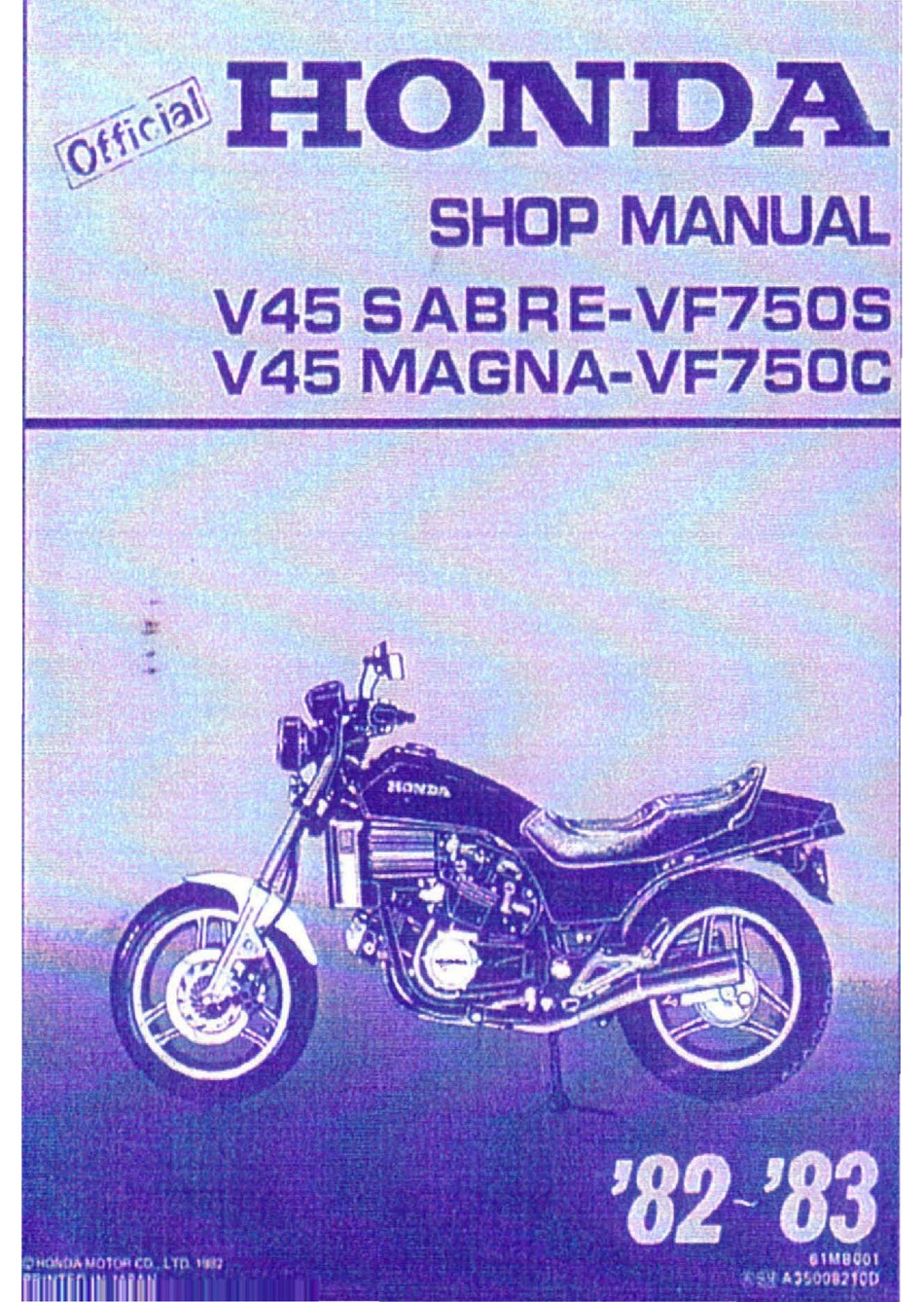 Honda V 45 Sabre Vf750s 1982 Shop Manual Pdf Download Manualslib