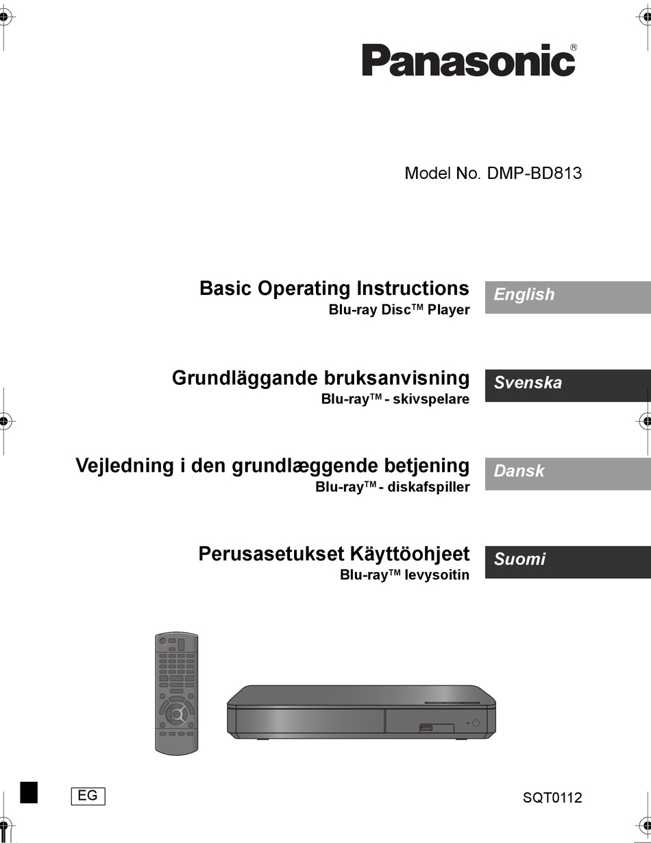 PANASONIC DMP-BD813EG BASIC OPERATING INSTRUCTIONS MANUAL Pdf Download ...