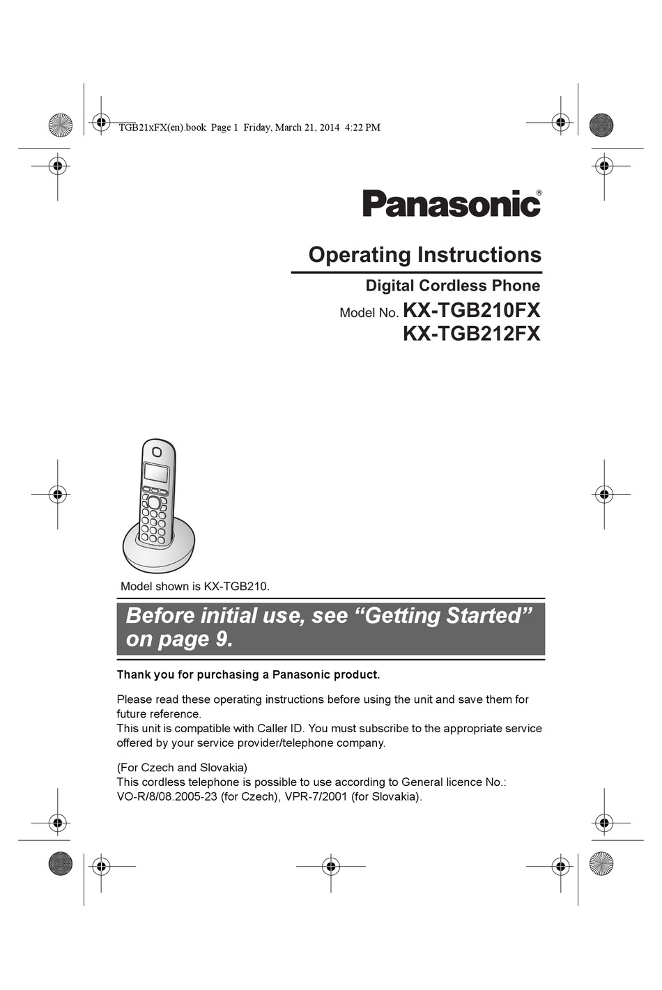 Panasonic Kx Tgb212fx Operating Instructions Manual Pdf Download Manualslib