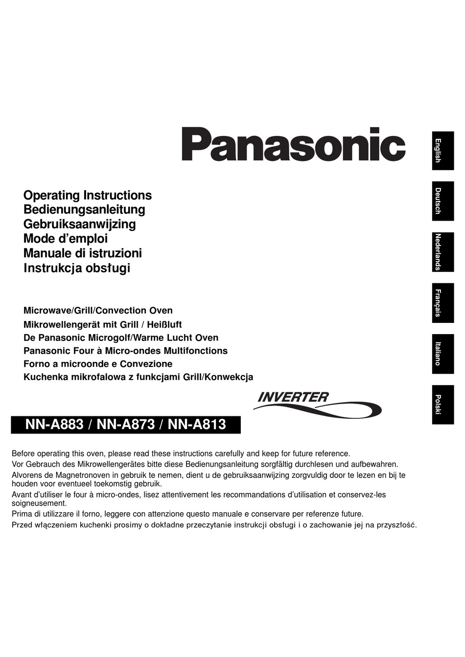 Informazioni Importanti - Panasonic NN-A813 Operating Instructions Manual  [Page 88] | ManualsLib