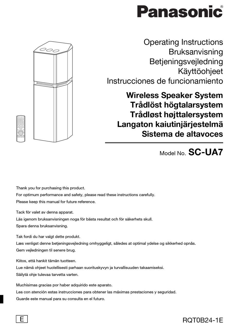 PANASONIC SC-UA7 OPERATING INSTRUCTIONS MANUAL Pdf Download | ManualsLib