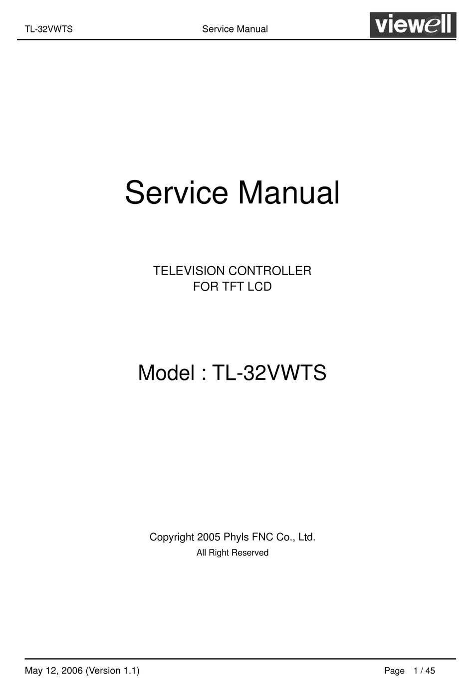 TECKTON VIEWELL TL-32VWTS SERVICE MANUAL Pdf Download | ManualsLib