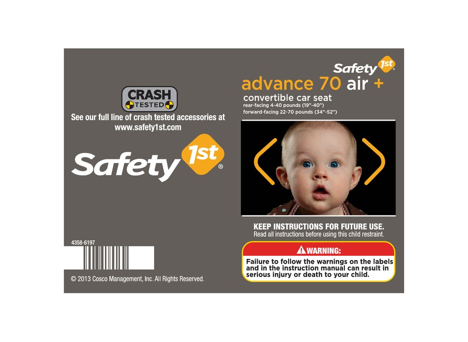 Safety 1st Advance 70 Air Plus, Safety 1st Air Car Seat Manual