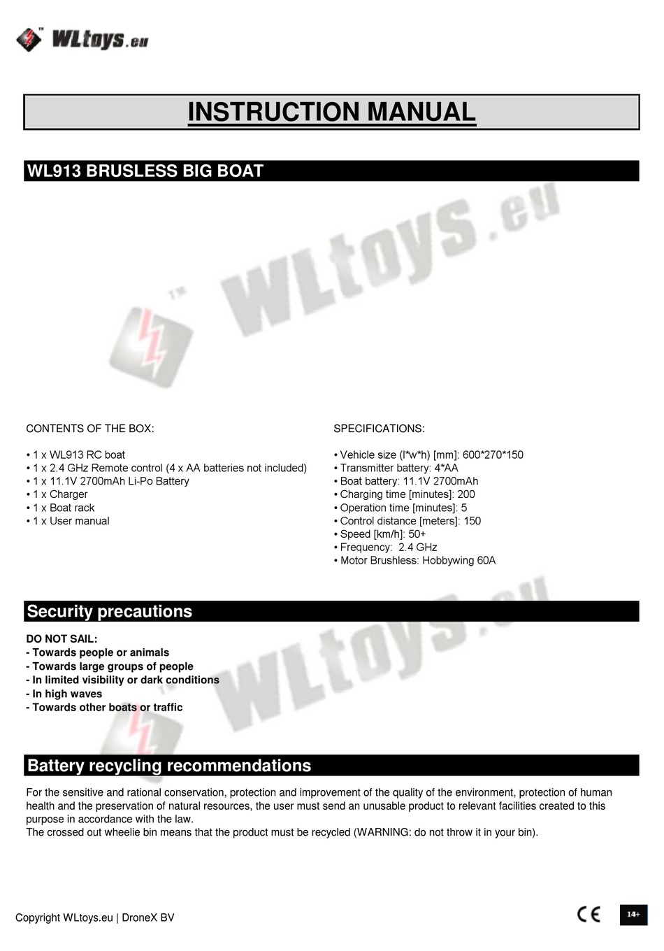 WLTOYS WL913 INSTRUCTION MANUAL Pdf Download ManualsLib