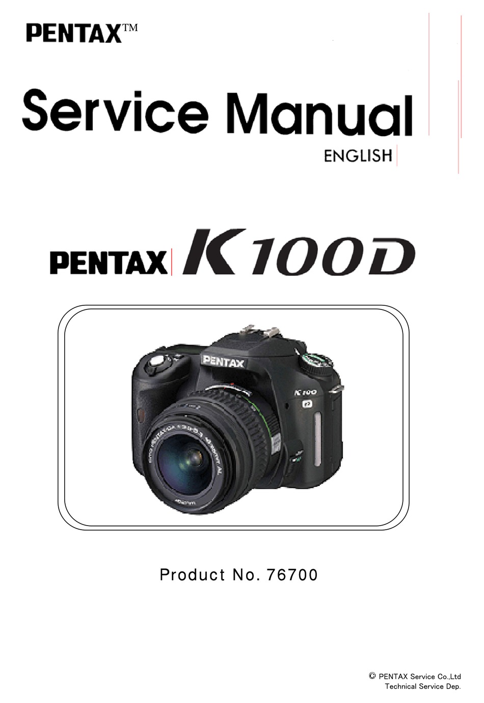 Pentax K100d Service Manual Pdf Download Manualslib