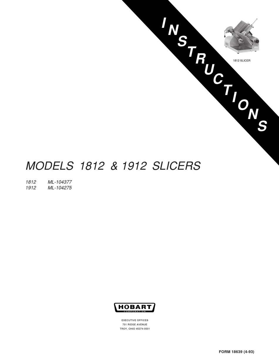 HOBART 1812 INSTRUCTIONS MANUAL Pdf Download | ManualsLib