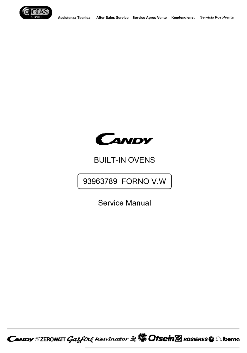 CANDY 93963789 FORNO V.W SERVICE MANUAL Pdf Download ManualsLib
