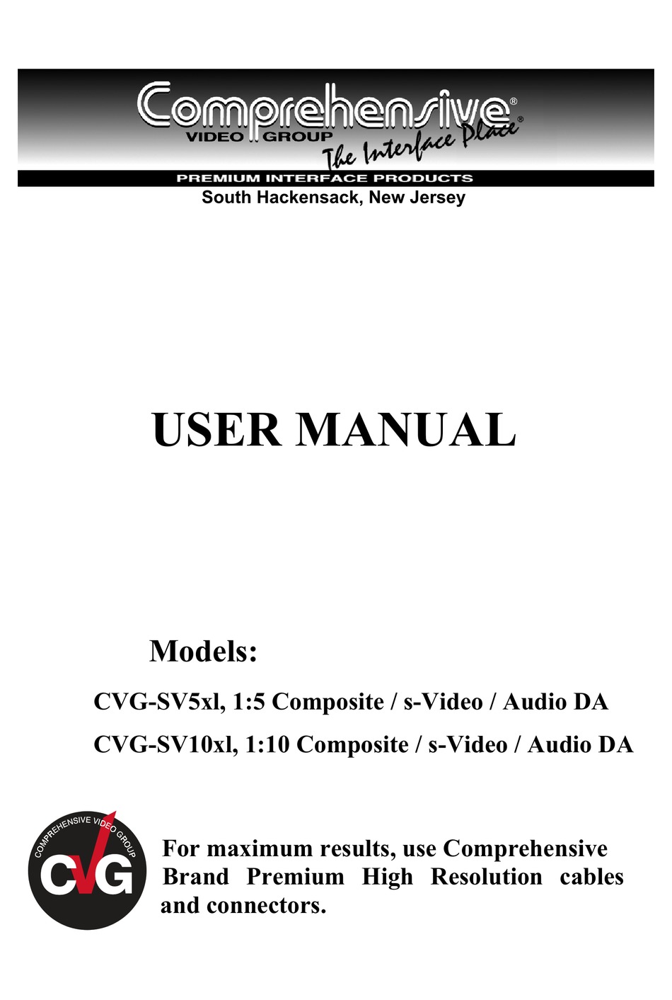 comprehensive-cvg-sv5xl-user-manual-pdf-download-manualslib