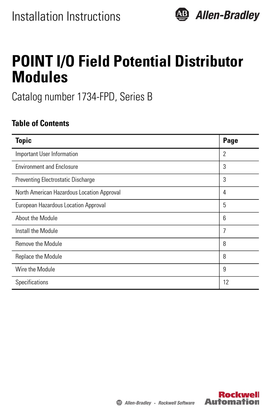 ROCKWELL AUTOMATION 1734-FPD INSTALLATION INSTRUCTIONS MANUAL Pdf Download | ManualsLib