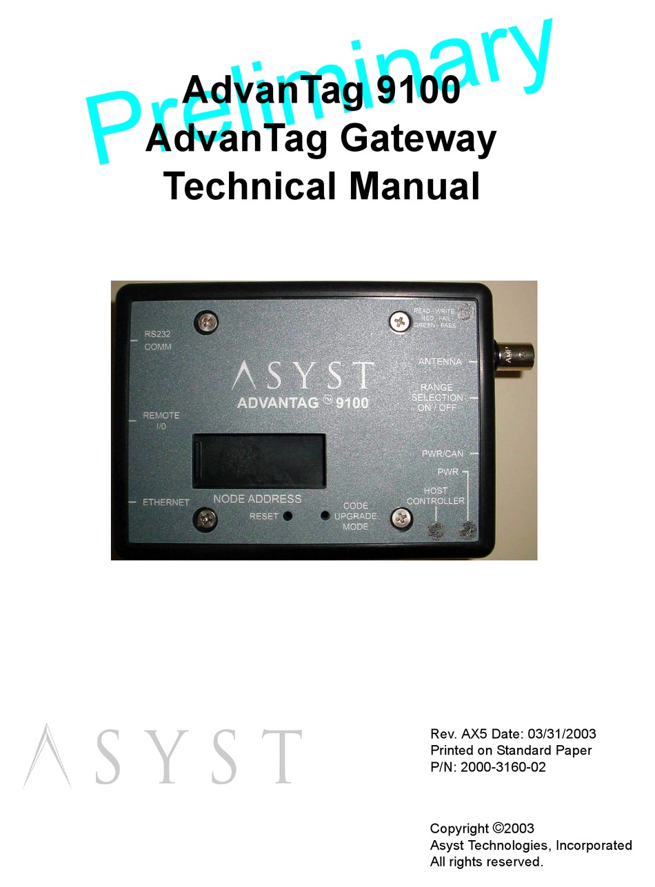 asyst advantage 9100 manual