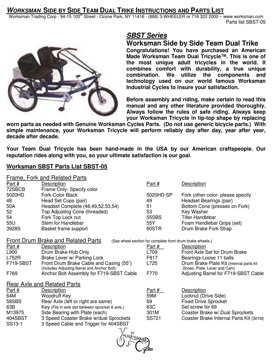 worksman trifecta folding tricycle manual