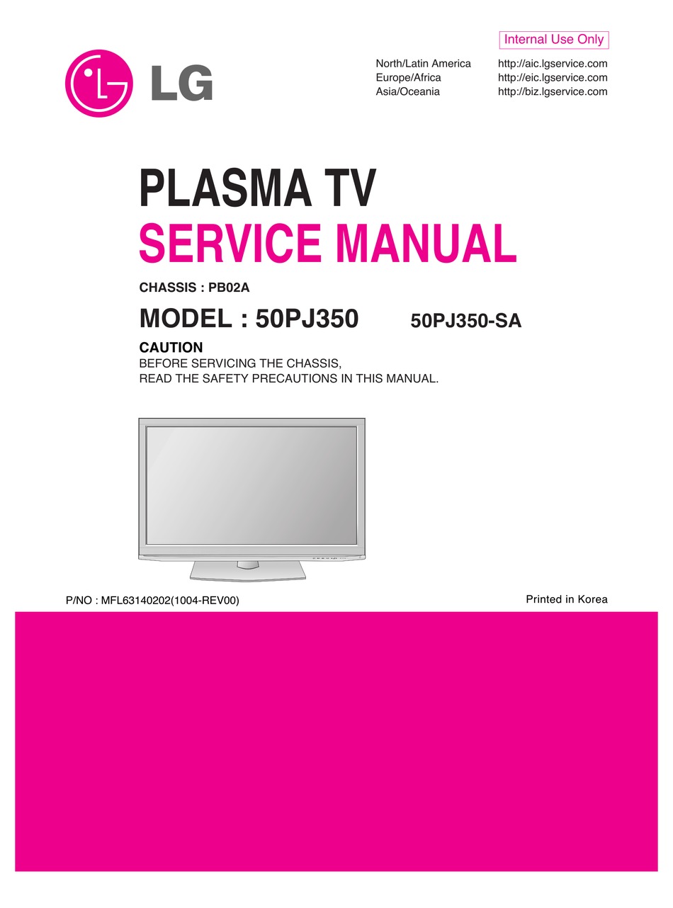 LG 50PJ350 SERVICE MANUAL Pdf Download | ManualsLib