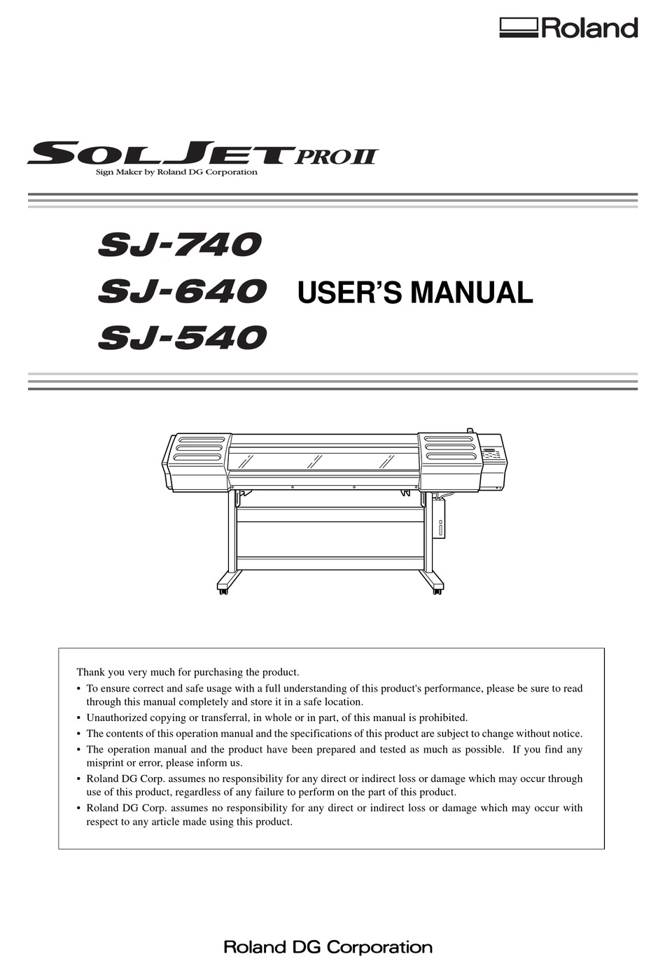 Roland Sj 740 User Manual Pdf Download Manualslib