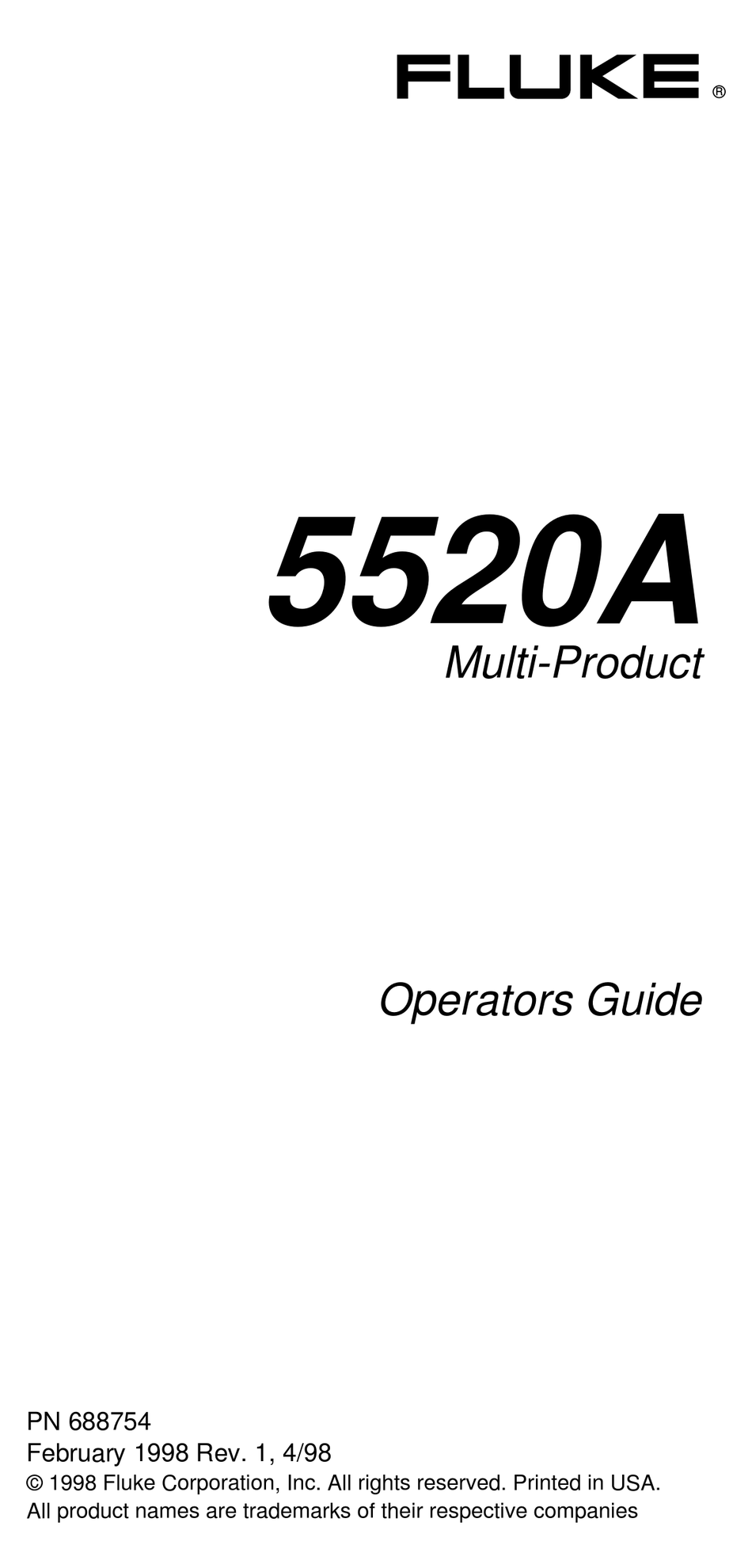 Fluke 5520a Operator S Manual Pdf Download Manualslib