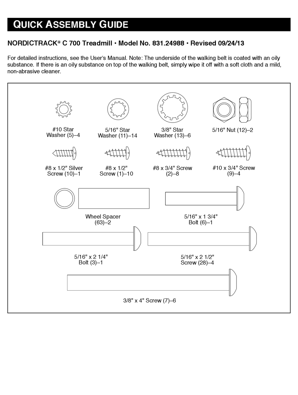 NORDICTRACK C 700 QUICK ASSEMBLY MANUAL Pdf Download | ManualsLib