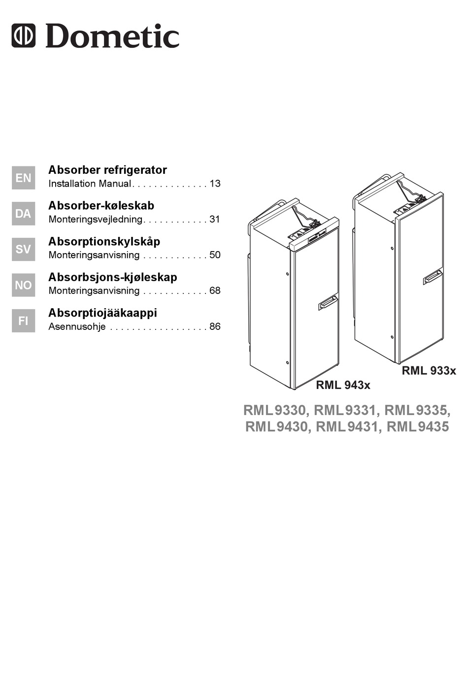 DOMETIC RML9330 INSTALLATION MANUAL Pdf Download ManualsLib