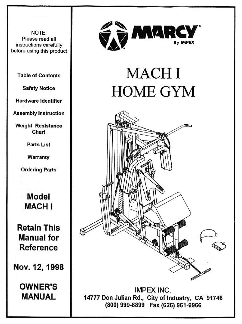 MARCY MACH I OWNER S MANUAL Pdf Download ManualsLib