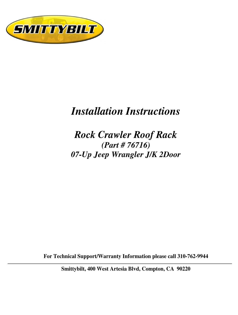 SMITTYBILT 76716 INSTALLATION INSTRUCTIONS MANUAL Pdf Download ManualsLib