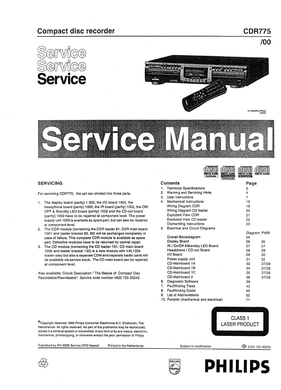 PHILIPS CDR775 SERVICE MANUAL Pdf Download ManualsLib