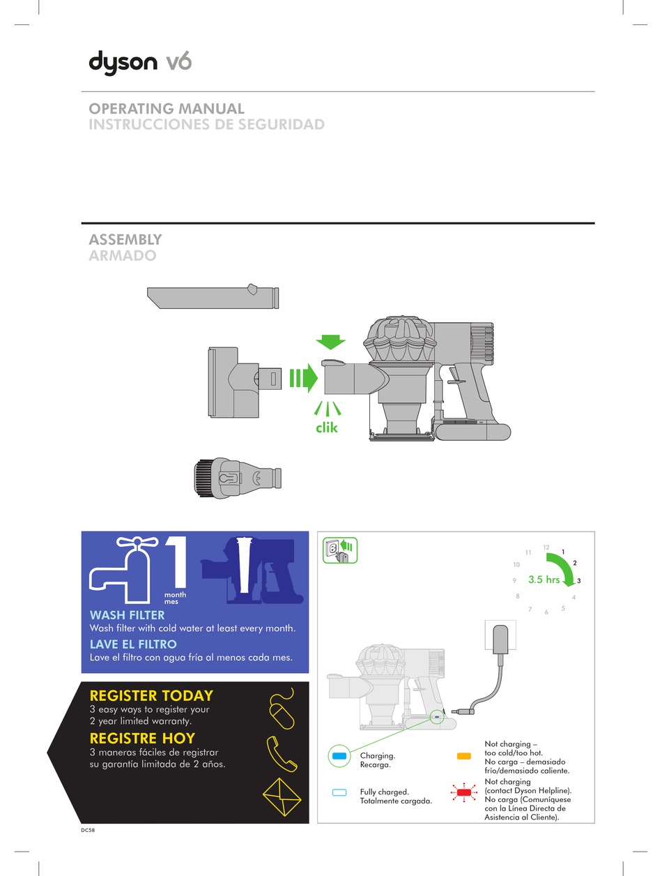 DYSON V6 OPERATING MANUAL Pdf Download | ManualsLib