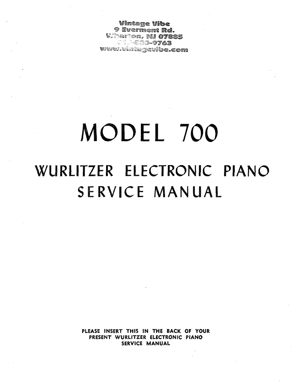 WURLITZER 700 SERVICE MANUAL Pdf Download | ManualsLib