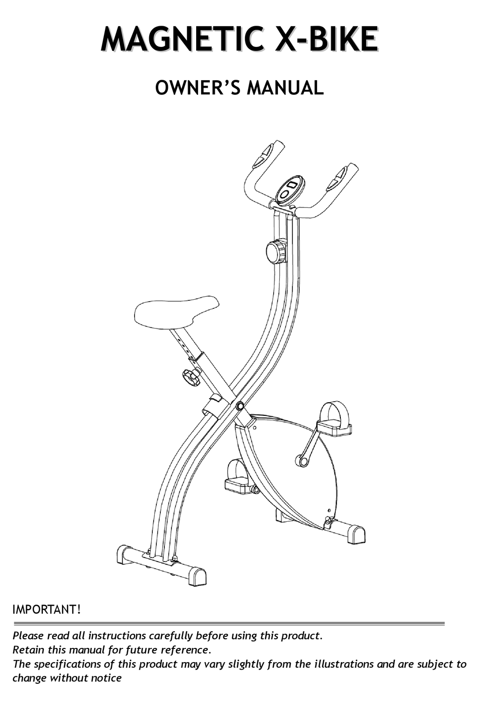 Important Safety Notice Vivo MAGNETIC X BIKE Owner s Manual