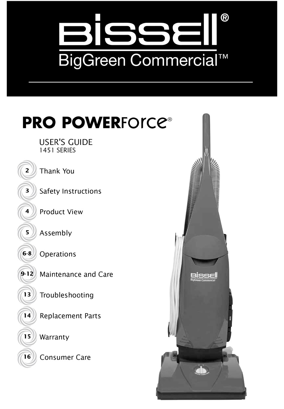 BISSELL PRO POWERFORCE USER MANUAL Pdf Download | ManualsLib