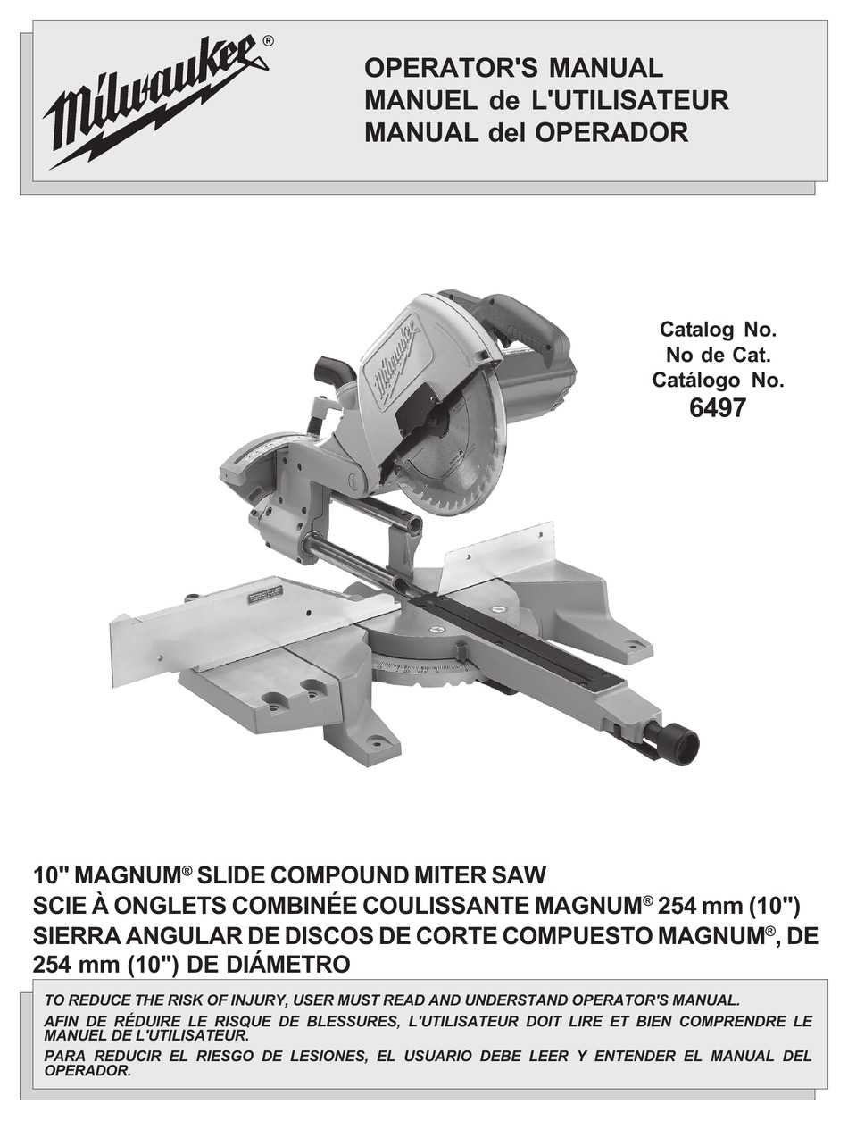 MILWAUKEE 6497 OPERATOR'S MANUAL Pdf 