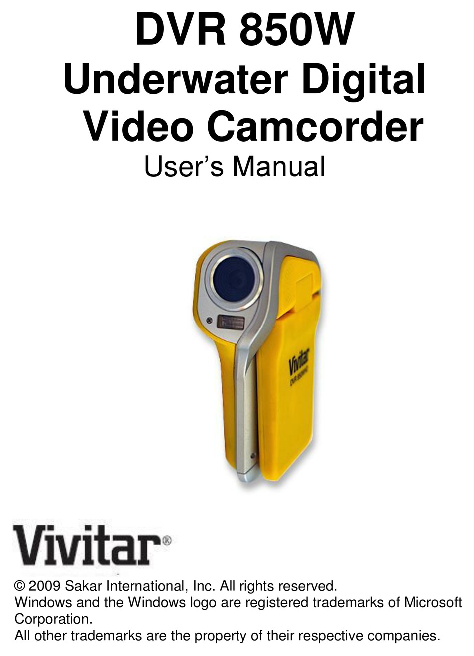 Vivitar Dvr 850w User Manual Pdf Download Manualslib