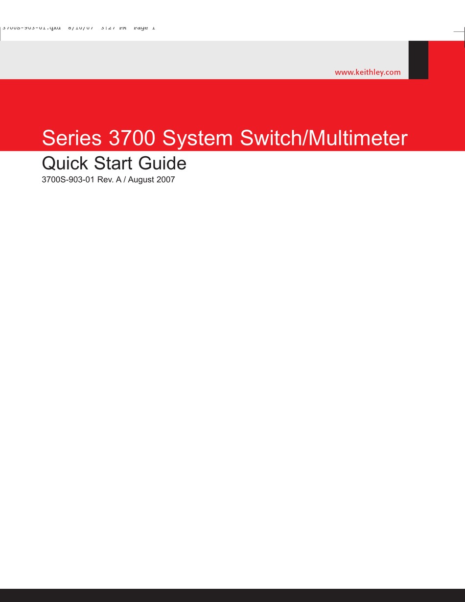 KEITHLEY 3706 QUICK START MANUAL Pdf Download | ManualsLib