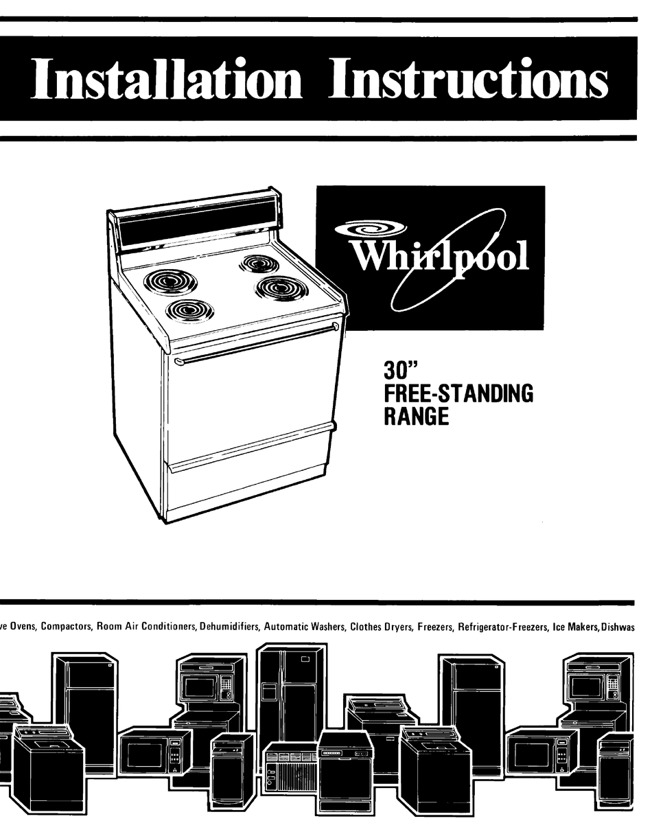WHIRLPOOL RANGE SERIES INSTALLATION INSTRUCTION Pdf Download ManualsLib