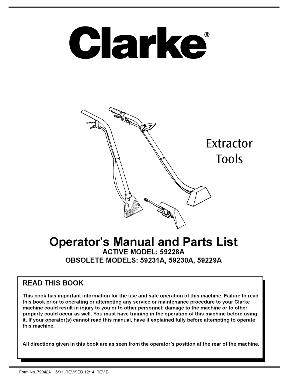 CLARKE 59229A OPERATOR'S MANUAL AND PARTS LIST Pdf Download ManualsLib