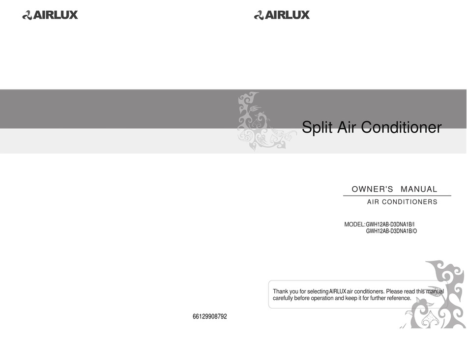 Airlux Gwh12ab D3dna1b O Owner S Manual Pdf Download Manualslib