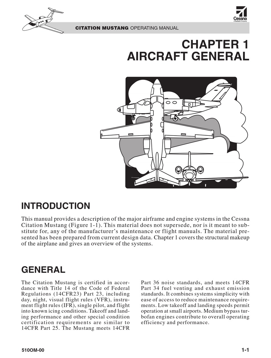 CESSNA CITATION MUSTANG OPERATING MANUAL Pdf Download