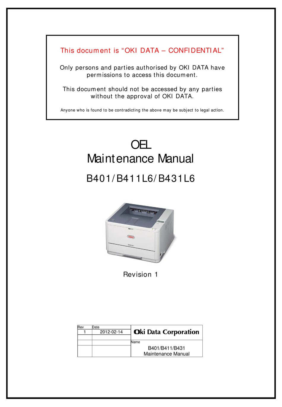 Oki B431l6 Maintenance Manual Pdf Download Manualslib