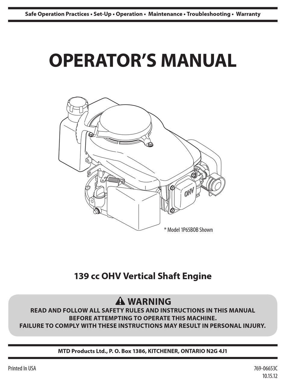 Mtd 420Cc Engine Manual / Mtd 420 Cc Operator S Manual Pdf Download ...