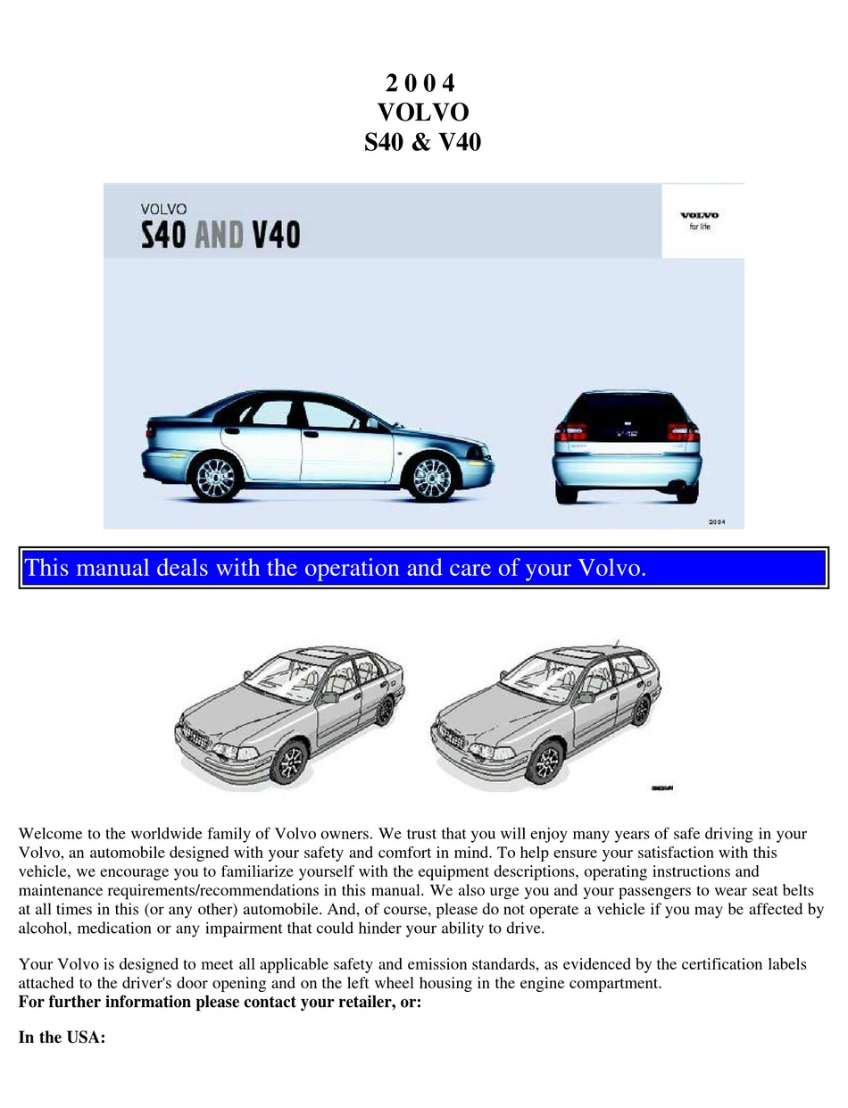 volvo v40 1998 owners manual pdf