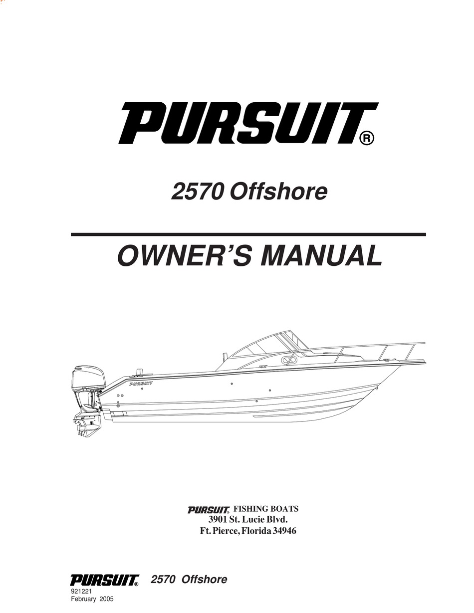 PURSUIT 2570 OFFSHORE OWNER'S MANUAL Pdf Download ManualsLib