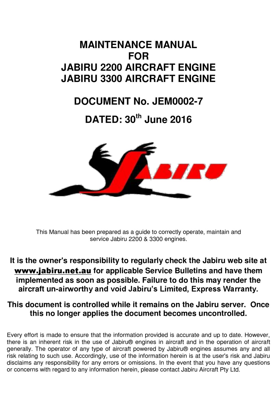 JABIRU 2200 MAINTENANCE MANUAL Pdf Download ManualsLib