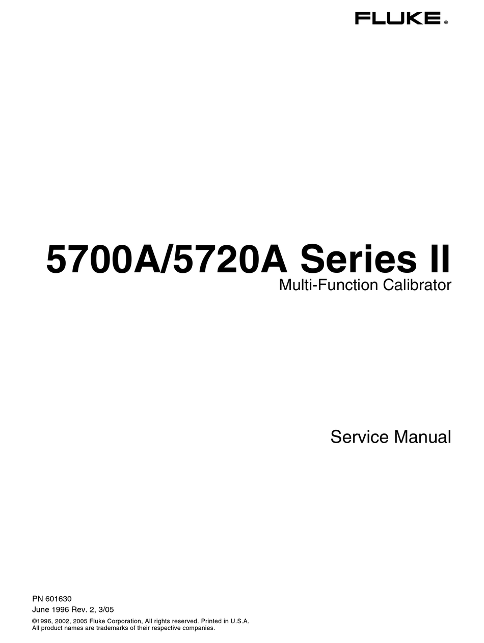 Fluke 5700a Series Service Manual Pdf Download Manualslib