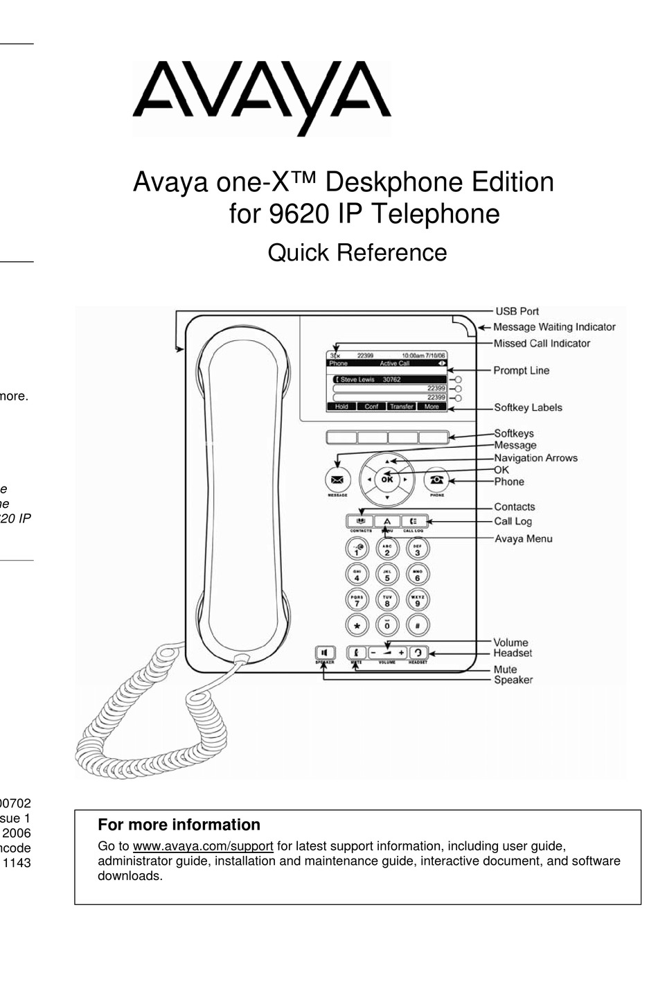 AVAYA 9620 QUICK REFERENCE Pdf Download | ManualsLib