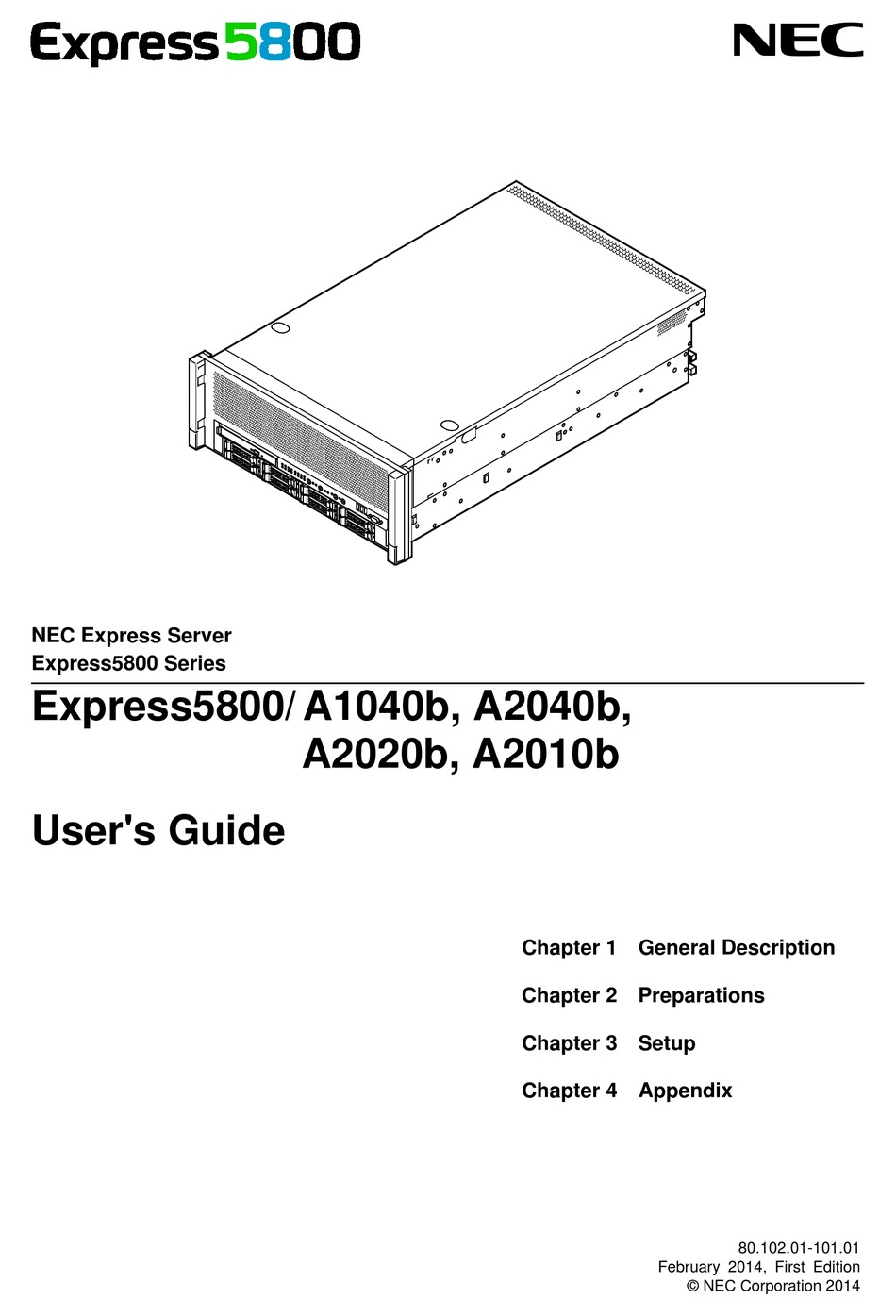 NEC EXPRESS5800 A2010B USER MANUAL Pdf Download | ManualsLib