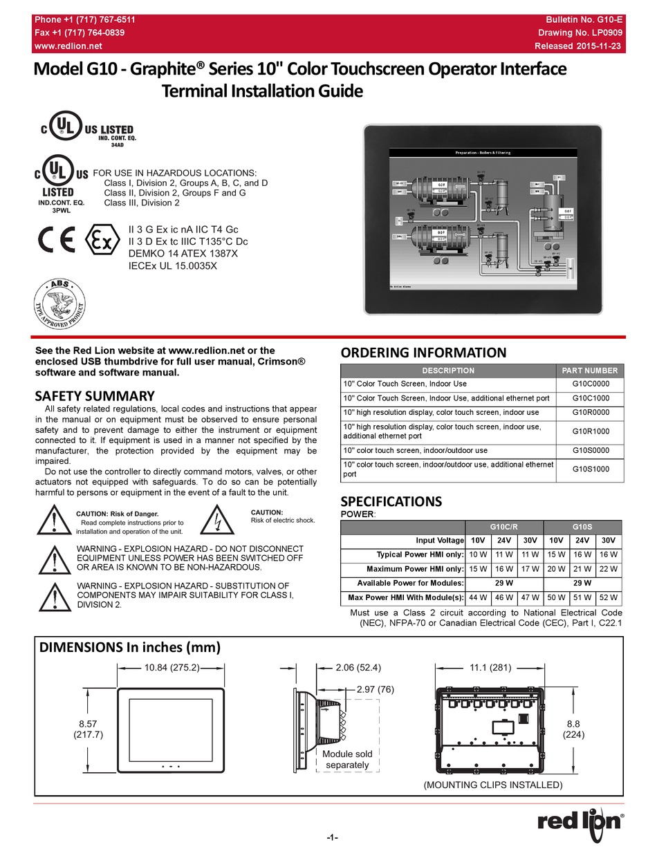 RED LION G10 INSTALLATION MANUAL Pdf Download ManualsLib