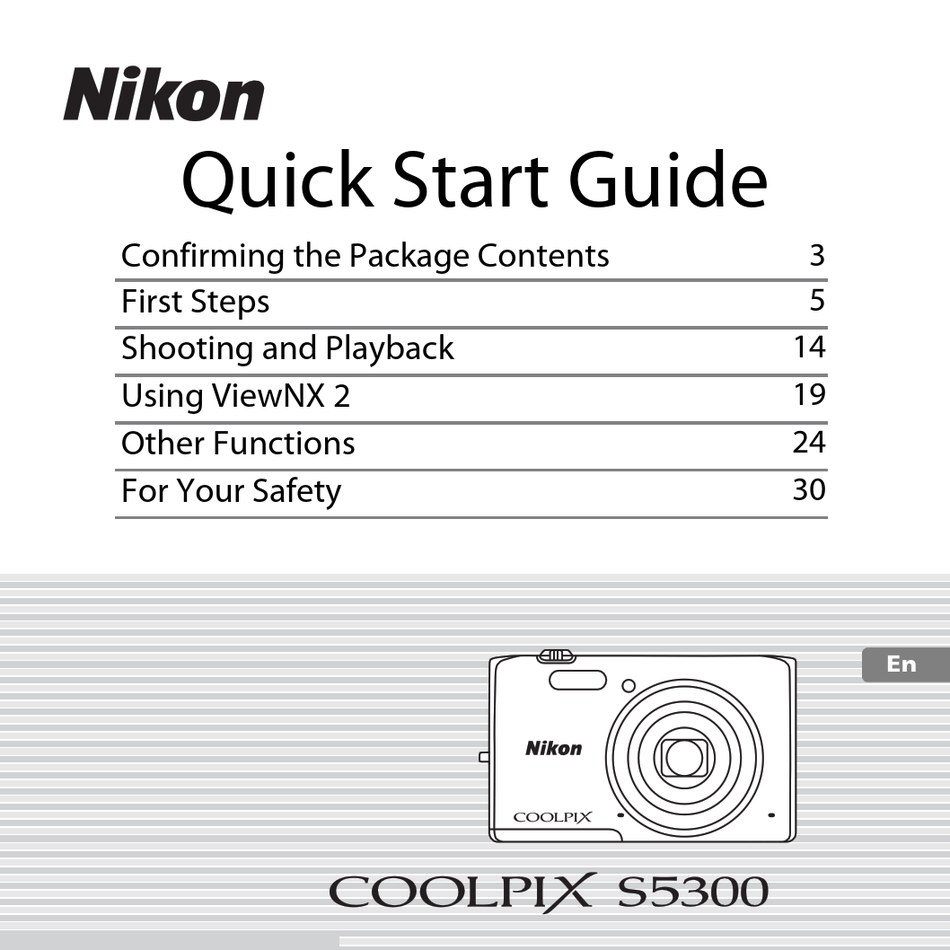 NIKON COOLPIX S5300 QUICK START MANUAL Pdf Download | ManualsLib