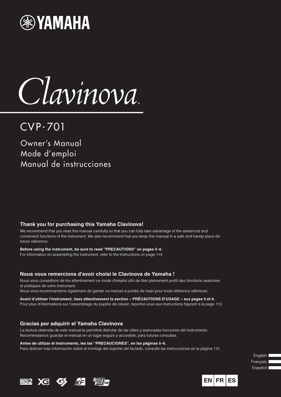 YAMAHA CLAVINOVA CVP-701 OWNER'S MANUAL Pdf Download | ManualsLib